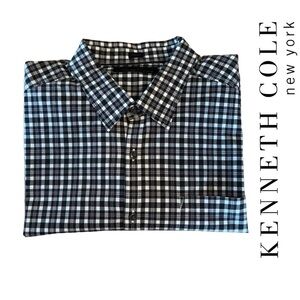 Kenneth Cole New York Black/White/Lavender Checkered‎ 2-ply Yarn Shirt - Size XL